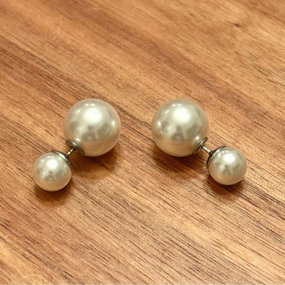 Faux Pearl Front Back Earrings - Picture 2 of 2